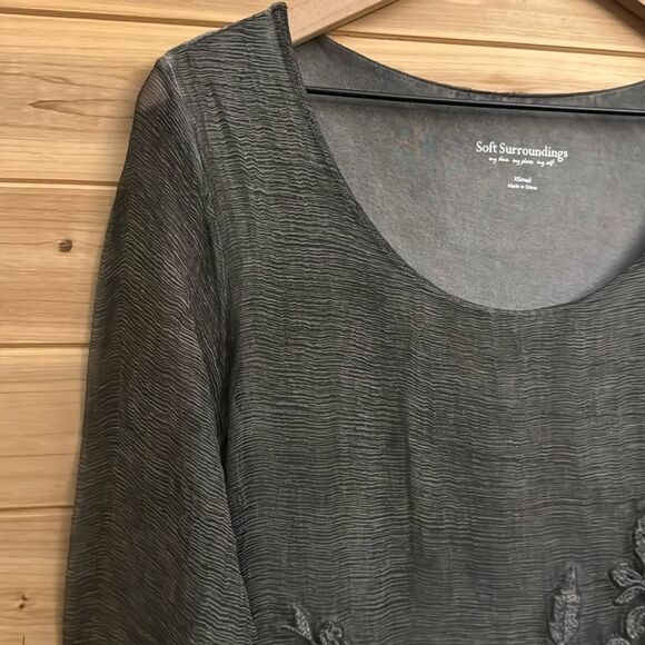 Soft Surroundings Size XSmall 100% Silk Lagenlook Embroidered Dress - Picture 2 of 12